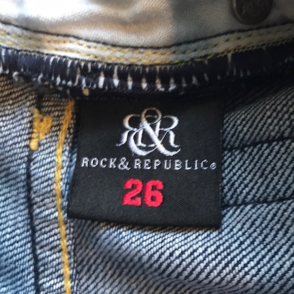 Rock & Republic Gold Embroidered ‘R&R’ Pocket Low Rise, Tapered Leg Jeans, 26 - Picture 8 of 10